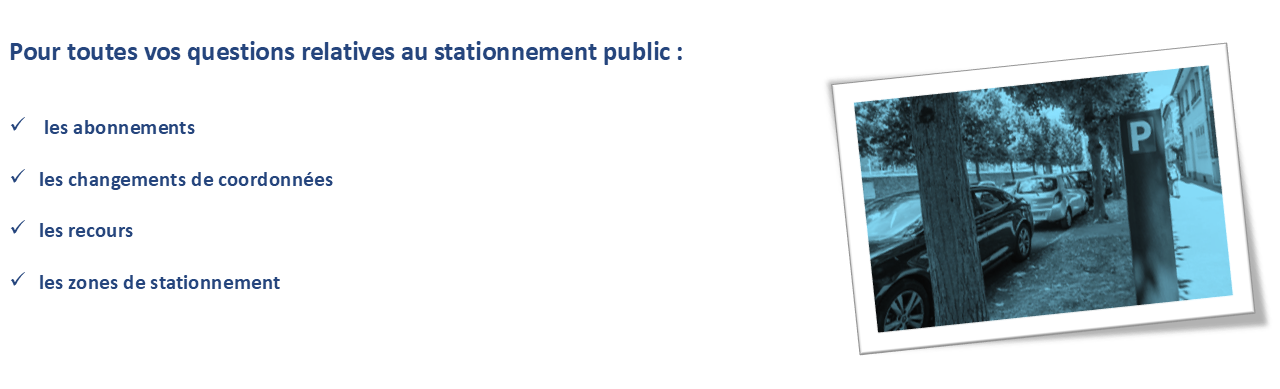 page d'accueil du formulaire de contact du service stationnement